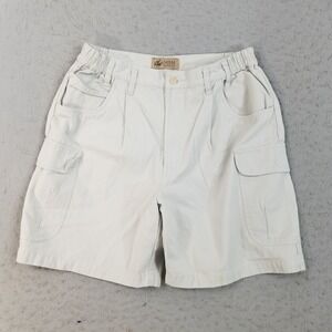 Lord & Taylor Cargo Shorts Mens 34 Beige Casual Classics Cotton Elastic Waist